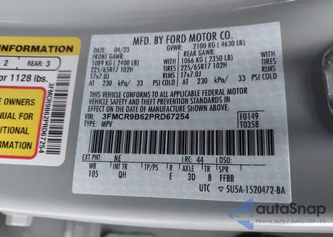 2023 Ford Bronco Sport Big Bend from USA, damaged, VIN 3FMCR9B62PRD67254